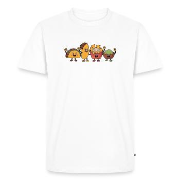 Taco Burrito Playful Cartoon Snack Characters - Men's Premium Organic T-Shirt - white - Front - Nico (187cm)