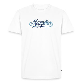 Jeu de couleurs abstrait de Montpellier sur le streetwear - T-shirt Premium bio Homme - blanc - Devant - Nico (187cm)