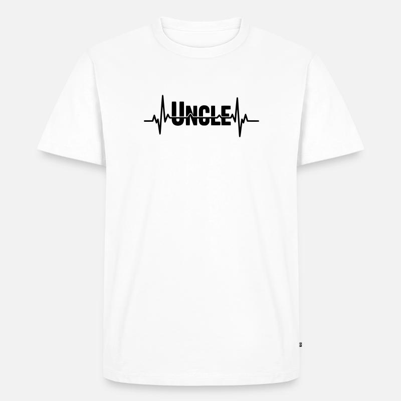 Uncle Schriftzug mit Herzschlag - Männer Premium Bio T-Shirt - Weiß