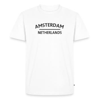 Textdesign Amsterdam – Pays-Bas - T-shirt Premium bio Homme - blanc - Devant - Nico (187cm)