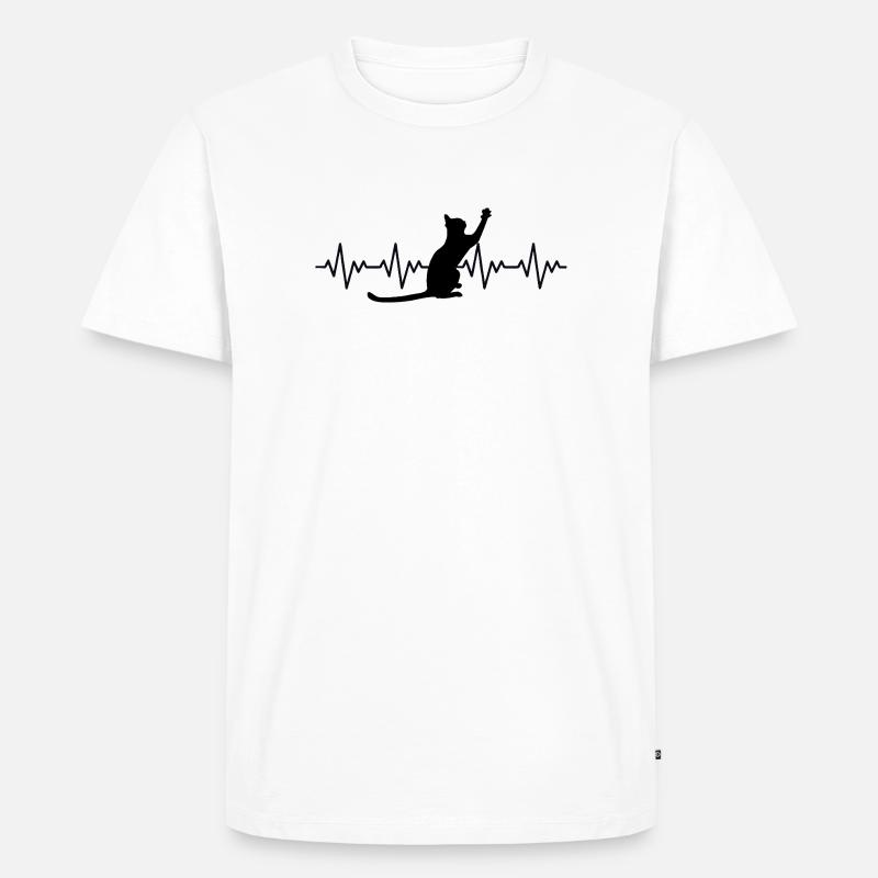 Katze EKG Herzfrequenz Herzschlag - Männer Premium Bio T-Shirt - Weiß