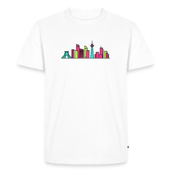 Tehran City Skyline Azadi Tower Modern Art - Men's Premium Organic T-Shirt - white - Front - Nico (187cm)