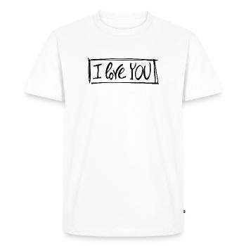 I love you - Black lettering - Men's Premium Organic T-Shirt - white - Front - Nico (187cm)