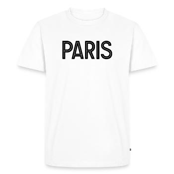 Paris Noir Typographie Géométrique - T-shirt Premium bio Homme - blanc - Devant - Nico (187cm)