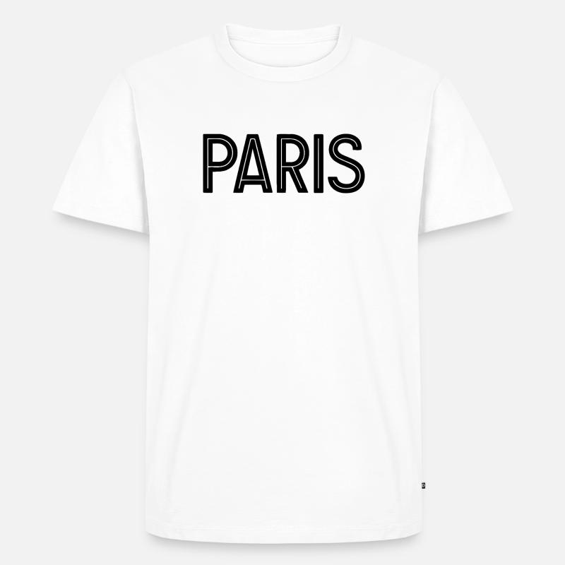 Paris Black Geometrische Typografie - Männer Premium Bio T-Shirt - Weiß