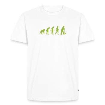 Evolution - from prehistoric man to garden lover - Men's Premium Organic T-Shirt - white - Front - Nico (187cm)