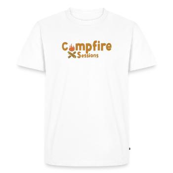 Sessions de feu de camp – Conception de camp extérieur chaleureuse - T-shirt Premium bio Homme - blanc - Devant - Nico (187cm)
