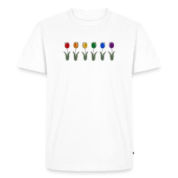 Tulipes dans la variété florale de la Fierté LGBTQ - T-shirt Premium bio Homme - blanc - Devant - Nico (187cm)