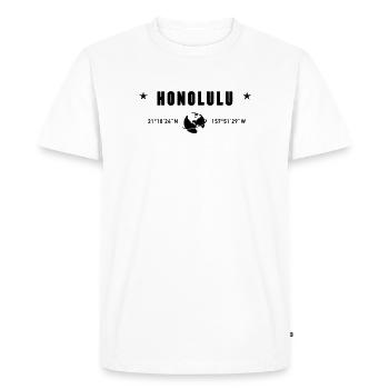 Honolulu, Hawaï, coordonne la planète Terre - T-shirt Premium bio Homme - blanc - Devant - Nico (187cm)