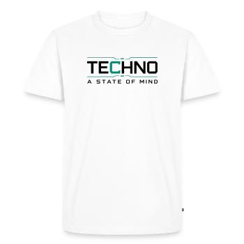 Techno - Un état d’esprit - T-shirt Premium bio Homme - blanc - Devant - Nico (187cm)