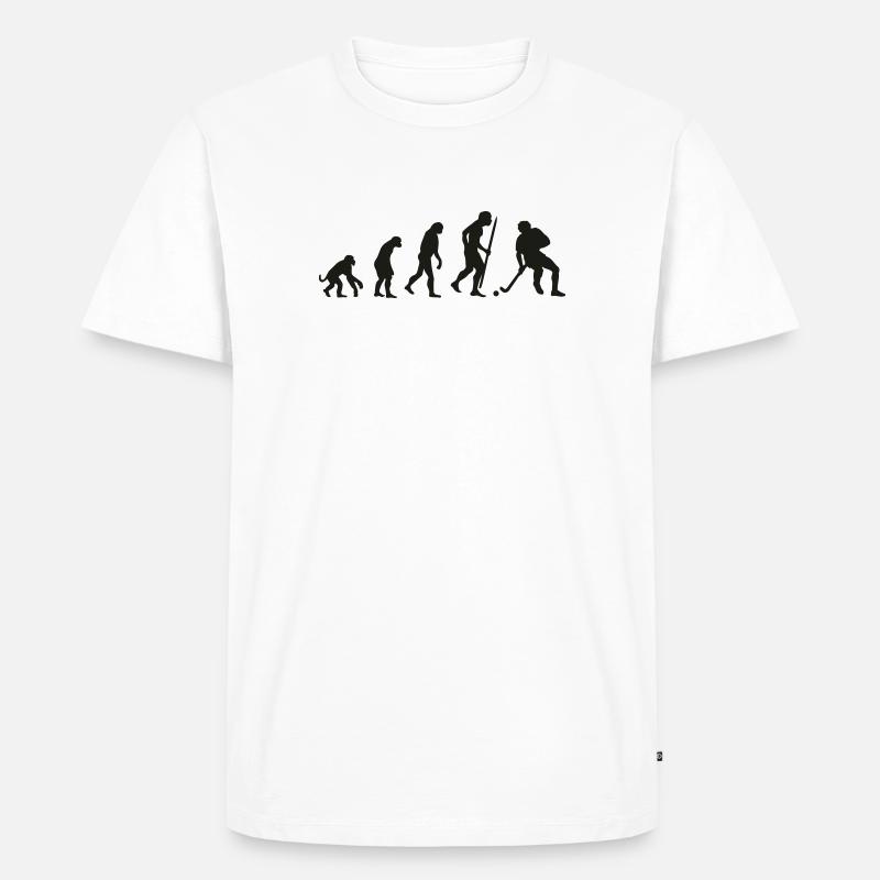 Evolution der Feldhockey - Männer Premium Bio T-Shirt - Weiß