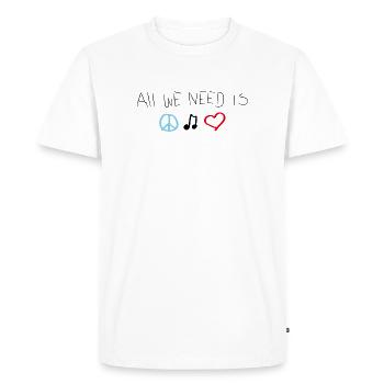 amour,musique,paix - T-shirt Premium bio Homme - blanc - Devant - Nico (187cm)