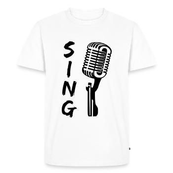 Microphone - Chanteur - T-shirt Premium bio Homme - blanc - Devant - Nico (187cm)