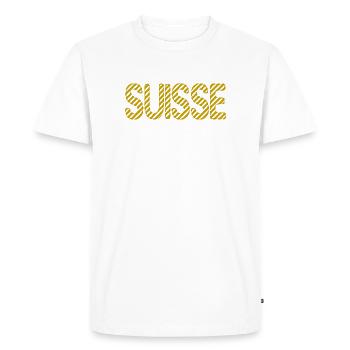 SUISSE. PAYS. GENEVE. SUISSE. HUMOUR. PAYS - T-shirt Premium bio Homme - blanc - Devant - Nico (187cm)