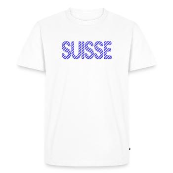SUISSE. PAYS. GENEVE. SUISSE. HUMOUR. PAYS - T-shirt Premium bio Homme - blanc - Devant - Nico (187cm)