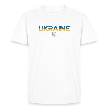 Drapeau de l’Ukraine Trident Emblem Art - T-shirt Premium bio Homme - blanc - Devant - Nico (187cm)