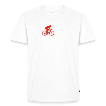 BATTEMENT DE CŒUR VÉLO DE ROUTE – VITESSE DE VÉLO ! Tournée - T-shirt Premium bio Homme - blanc - Devant - Nico (187cm)