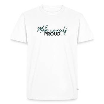 Make Yourself Proud Positive Mindset Statement - T-shirt Premium bio Homme - blanc - Devant - Nico (187cm)
