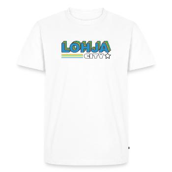 Lohja City Retro Neon - T-shirt Premium bio Homme - blanc - Devant - Nico (187cm)