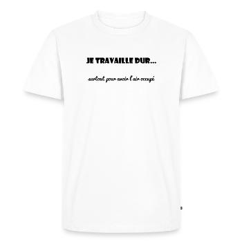 WORK. COLLEAGUE. MESSAGE. QUOTES. QUOTES - Men's Premium Organic T-Shirt - white - Front - Nico (187cm)