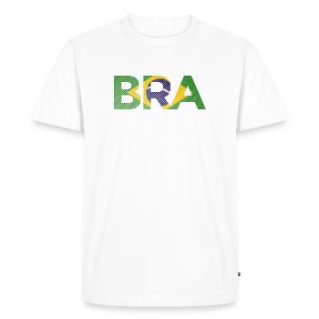 Maillot de football rayé drapeau BRA Brésil - T-shirt Premium bio Homme - blanc - Devant - Nico (187cm)