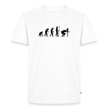 evolution_pc_4 - Men's Premium Organic T-Shirt - white - Front - Nico (187cm)