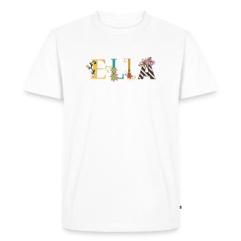 ELLA Name Art With Flowers Embroidered - Men's Premium Organic T-Shirt - white - Front - Nico (187cm)