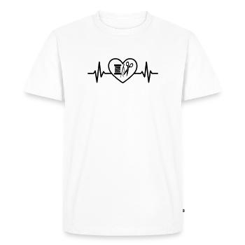 Bobine à coudre Aiguille Ciseaux Coeur - T-shirt Premium bio Homme - blanc - Devant - Nico (187cm)