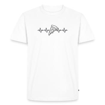 Pizza Slice Machine Pizza ECG Battement de cœur - T-shirt Premium bio Homme - blanc - Devant - Nico (187cm)