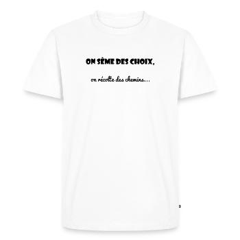 CITATION. MESSAGE. HUMOUR. CITATIONS DRÔLES - T-shirt Premium bio Homme - blanc - Devant - Nico (187cm)