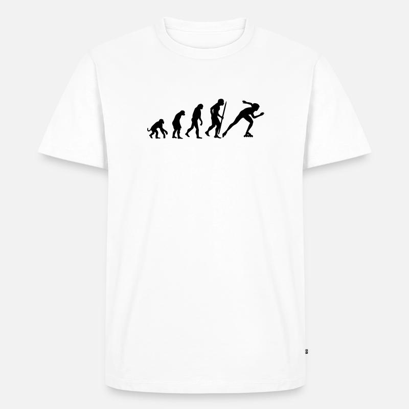 Evolution of inline speed skating - Männer Premium Bio T-Shirt - Weiß