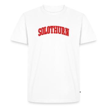 SLOTHURN University Arch Lettering - Men's Premium Organic T-Shirt - white - Front - Nico (187cm)
