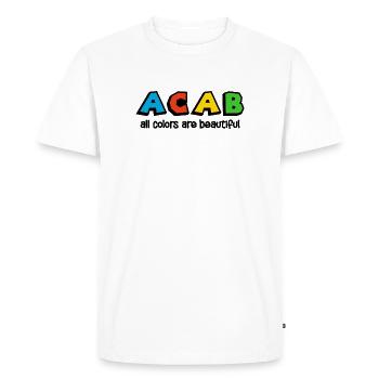 ACAB Toutes les couleurs sont belles - T-shirt Premium bio Homme - blanc - Devant - Nico (187cm)