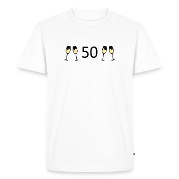 50e anniversaire 50 ans 50 Numéro 50 Noir - T-shirt Premium bio Homme - blanc - Devant - Nico (187cm)