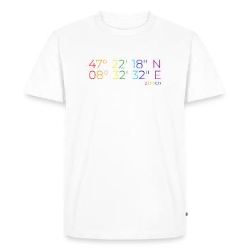 Pride Zurich Coordinates - Men's Premium Organic T-Shirt - white - Front - Nico (187cm)