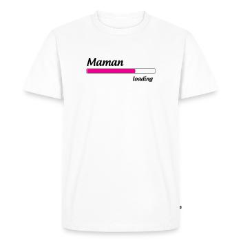 Mom loading... Please Wait - Mother-to-be - Men's Premium Organic T-Shirt - white - Front - Nico (187cm)