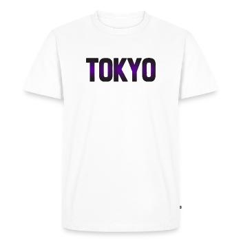 Conception nocturne de la ligne d'horizon de Tokyo au néon - T-shirt Premium bio Homme - blanc - Devant - Nico (187cm)
