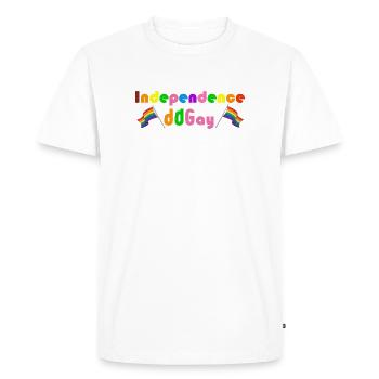 Indépendance Gay Arc-en-ciel - T-shirt Premium bio Homme - blanc - Devant - Nico (187cm)
