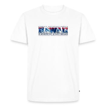 C’est à Hawaï que mon histoire a commencé - T-shirt Premium bio Homme - blanc - Devant - Nico (187cm)