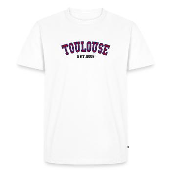 Toulouse Fondée en 2006 - T-shirt Premium bio Homme - blanc - Devant - Nico (187cm)