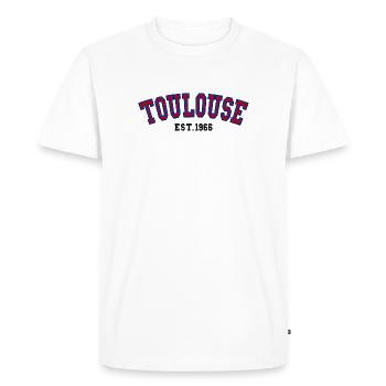 Toulouse fondée en 1966 - T-shirt Premium bio Homme - blanc - Devant - Nico (187cm)