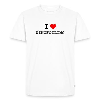 I love Wingfoiling - Ich liebe Wingfoiling - Men's Premium Organic T-Shirt - white - Front - Nico (187cm)