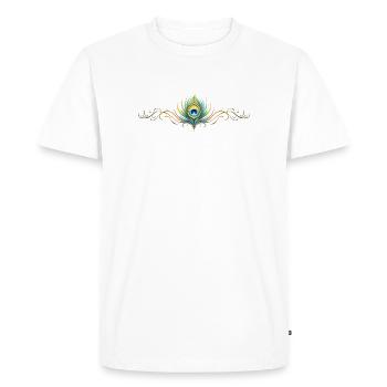 Peacock Feather Ornament Boho Symmetrical - Men's Premium Organic T-Shirt - white - Front - Nico (187cm)