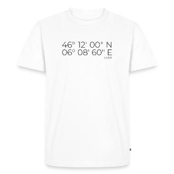 Coordonnées Genève - T-shirt Premium bio Homme - blanc - Devant - Nico (187cm)