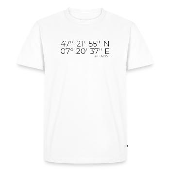 Coordinates: Delémont, Jura, Switzerland - Men's Premium Organic T-Shirt - white - Front - Nico (187cm)