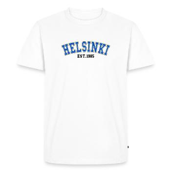 Helsinki Est.1985 - Men's Premium Organic T-Shirt - white - Front - Nico (187cm)