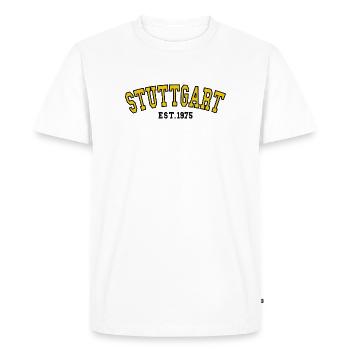 Stuttgart Est. 1975 - Men's Premium Organic T-Shirt - white - Front - Nico (187cm)