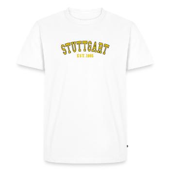 Stuttgart Est. 1985 - Men's Premium Organic T-Shirt - white - Front - Nico (187cm)