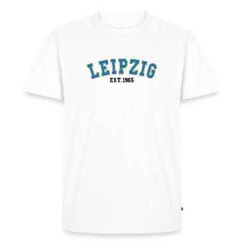Leipzig Est. 1965 - Men's Premium Organic T-Shirt - white - Front - Nico (187cm)