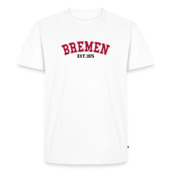 Bremen Est. 1975 - Men's Premium Organic T-Shirt - white - Front - Nico (187cm)